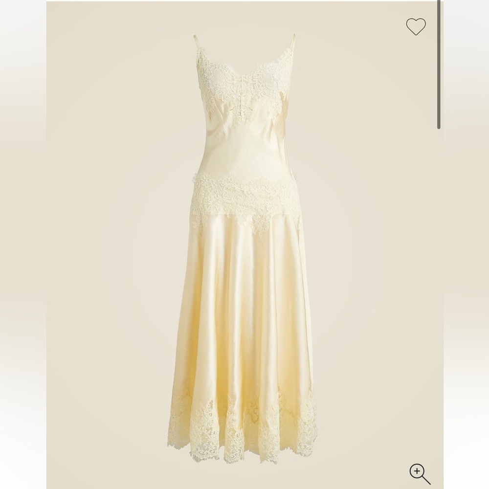 J.Crew Collection lace-trim slip dress in textured satin